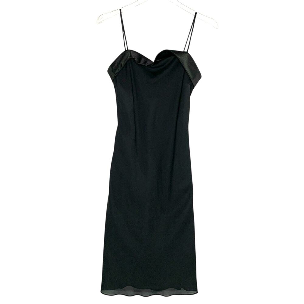 Jump by Wendye Chaitin S Vintage Black Midi Cocktail Dress Retro 90s Party